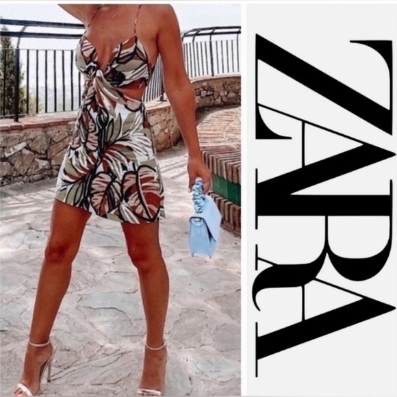 Zara Multicolor Tropical Print Mini Dress - Picture 5 of 5